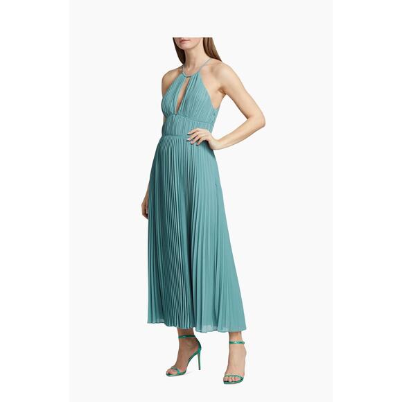 Jonathan Simkhai Carli Plissé Pleated Halter Maxi Dress Size 4 NEW - Picture 3 of 12